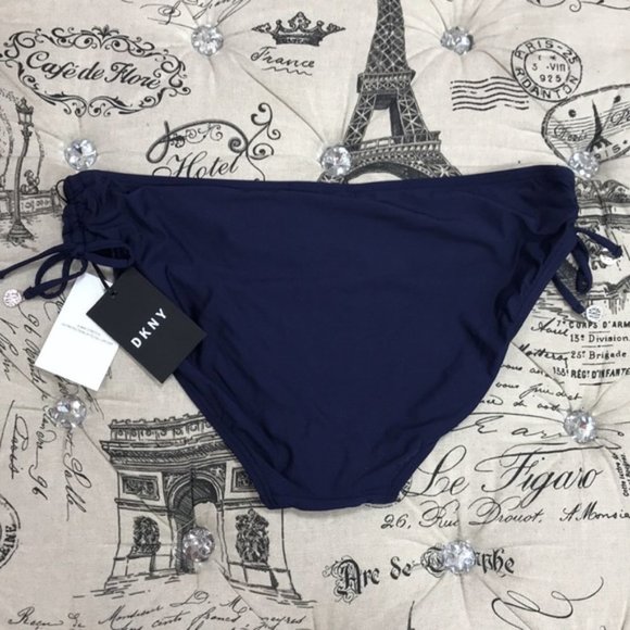 Dkny Solid Ruched Side-Tie Bikini Bottoms - Picture 2 of 5